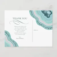 Agate Geode Glitter Wedding Thank You Teal ID647 Announcement Postcard