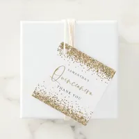 Glam Gold Glitter Name Quinceañera Thank You Favor Tags