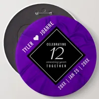 Elegant 12th Silk Wedding Anniversary Celebration Button
