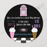 Sock Hop Kids 1950's Rock and Roll Retro Party Invitation