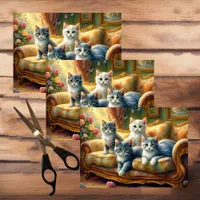 Cats on the sofa - cute scene in vintage look tissue paper