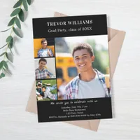Graduation party black white photo collage invitation