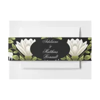 Elegant Black & White Floral Wedding: Calligraphy  Invitation Belly Band