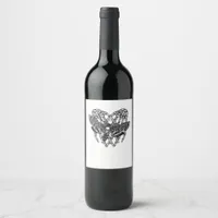 Deathshead Moth Classic - Skeleton Hand Heart Wine Label