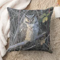 Beautiful Long-Eared Owl at Sunset Throw Pillow