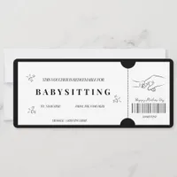 Bold Minimalist Babysitting Voucher   Invitation