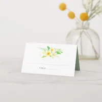 Exotic Watercolor Frangipanis Wedding Table Number Place Card
