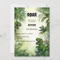 Dinosaur jungle birthday party boy invitation