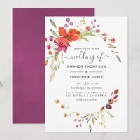Watercolor Aquarelle Wild Flower Wedding Invitation