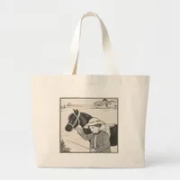 Vintage Girl With Pony Large Tote Bag