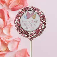 Galentine's Day Watercolor Hearts Chocolate Covered Oreo Pop