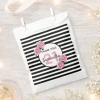 21st birthday party pink flowers black stripes favor bag