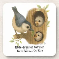 Quirky White-Breasted Nuthatch Beverage Coaster