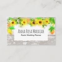 Flowers Sunflowers Lemon Rustic Vintage Old Wood Business Card