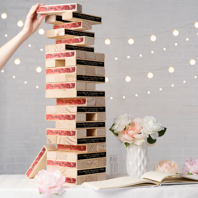 Elegant 40th 80th Ruby Wedding Anniversary Topple Tower