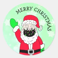 Merry Christmas Facemasked Santa Claus Classic Round Sticker