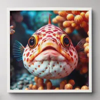 Funny Fish and Coral Close  Peel And Stick Photo Tile