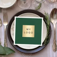 Emerald green business logo napkins