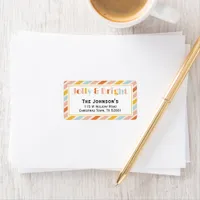 Jolly and Bright Stripe Christmas Return Address Label