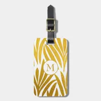 Elegant Faux Gold Leaf White Monogrammed Luggage Tag