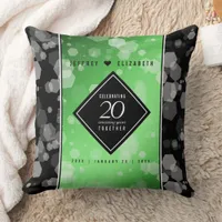 Elegant 20th Emerald Wedding Anniversary Throw Pillow