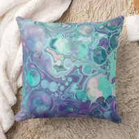 Pretty Purple and Blue Abstract Faux Marble Throw Pillow