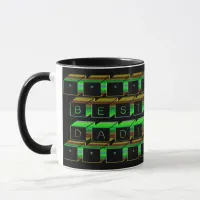 Best Dad Blocks Text Green and Brown Mug