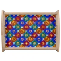 Stained Glass Abstract Red Green Blue Orange Serving Tray