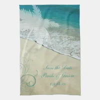 Tropical Beach Wedding Save the Date Towel