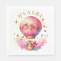 It's a Girl | Pink Hot Air Balloon Baby Shower Napkins