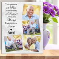 Modern Marble Remembrance Photo Collage Memorial Plaque