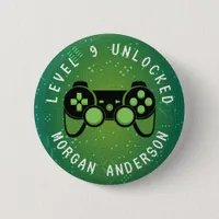 Green Gamer Level Unlocked Birthday  Button