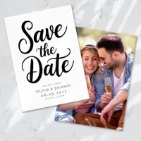 Modern Photo Calligraphy Wedding Save The Date