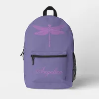 Pink and Purple Fantasy Dragonfly Personalize Printed Backpack