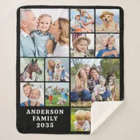 Unique 11 Photo Collage Personalized Cute Family Sherpa Blanket