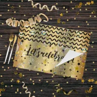 Let's Celebrate Gold Black Stars Paper Placemat