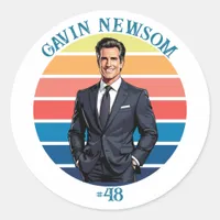 Gavin Newsom | Vintage #48 Christmas Classic Round Sticker