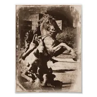 Kansas City Fountain Sepia Grunge Photo Print
