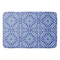 Mediterranean Blue Mosaic-Hand-Painted Style Bath Mat