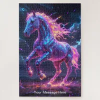 Cosmic Stallion with vibrant Neon Color Jigsaw Puzzle