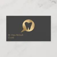 Black & Gold Tooth Logo Dentist | Dental Office Business Card