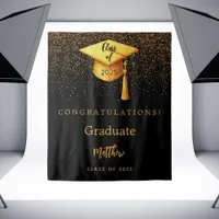 Black gold cap tassel graduation party 2025 tapestry