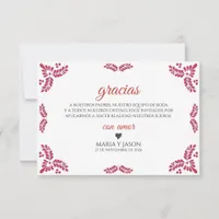 Talavera Red Floral Minimalist Spanish Wedding Thank You Card