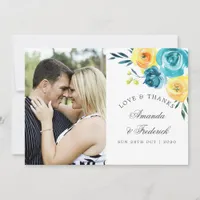 Turquoise and Yellow Floral Wedding Thank You