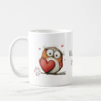 Charming Owl with Hearts Will You Be My Valentine? Coffee Mug