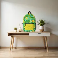 Fresh Lemon Watercolor School  Printed Backpack