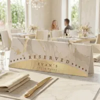 Elegant Shiny Gold White Marble Agate Reserved Table Tent