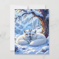 Winter Foxes on a Snowy Winter Day | Happy Holiday Postcard