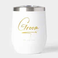 Modern Calligraphy Groom Gold ID1025 Thermal Wine Tumbler