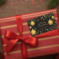 Elegant Festive Black and Gold Merry Christmas  Rectangular Sticker